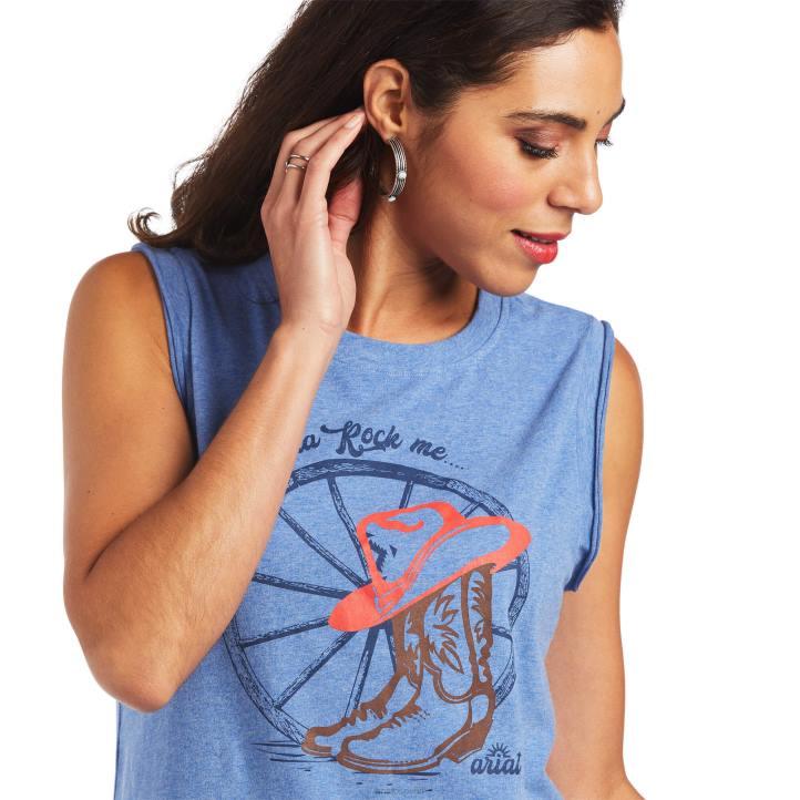 camiseta de mamá Ariat mujer Reikiavik azul tapas 044J3193