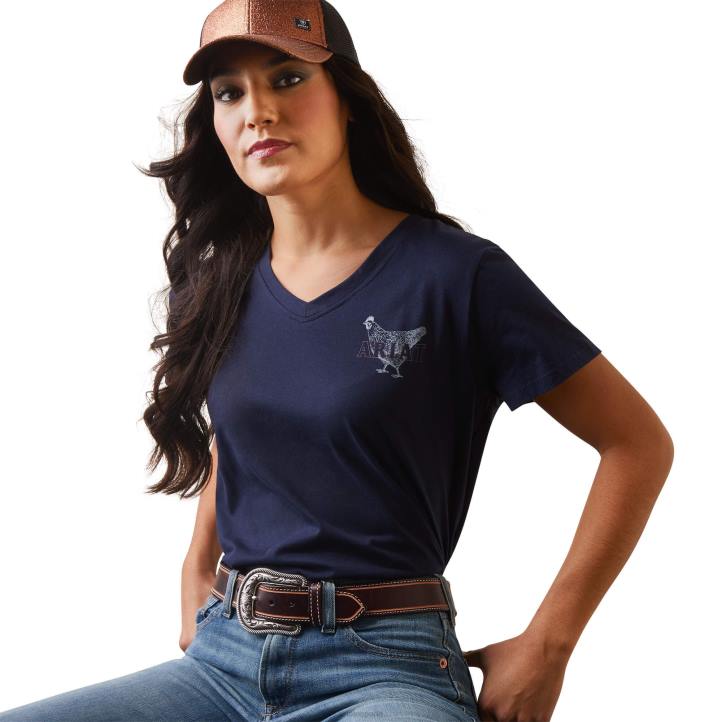camiseta de mamá gallina real Ariat mujer eclipse naval tapas 044J2892