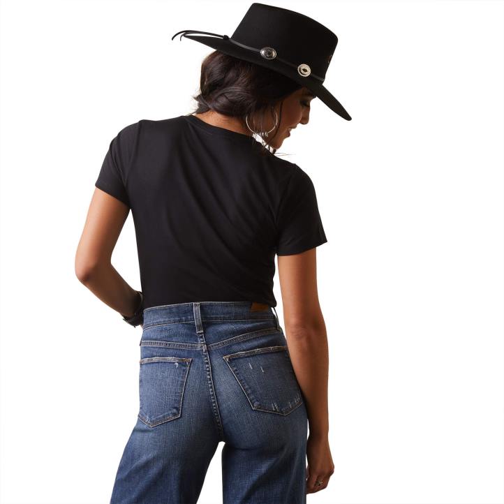 camiseta de rodeo vintage Ariat mujer negro tapas 044J2857