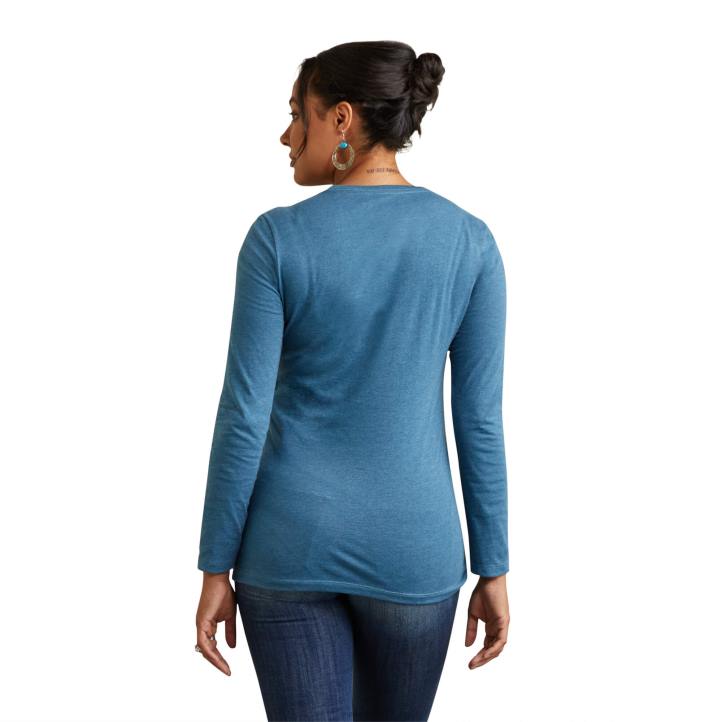 camiseta estilo sarape Ariat mujer brezo azul acero tapas 044J3095