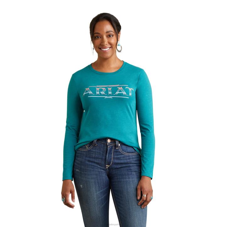 camiseta estilo sarape Ariat mujer brezo verde azulado tapas 044J2962