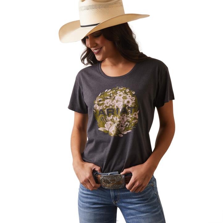 camiseta floral Ariat mujer brezo de carbón tapas 044J2868