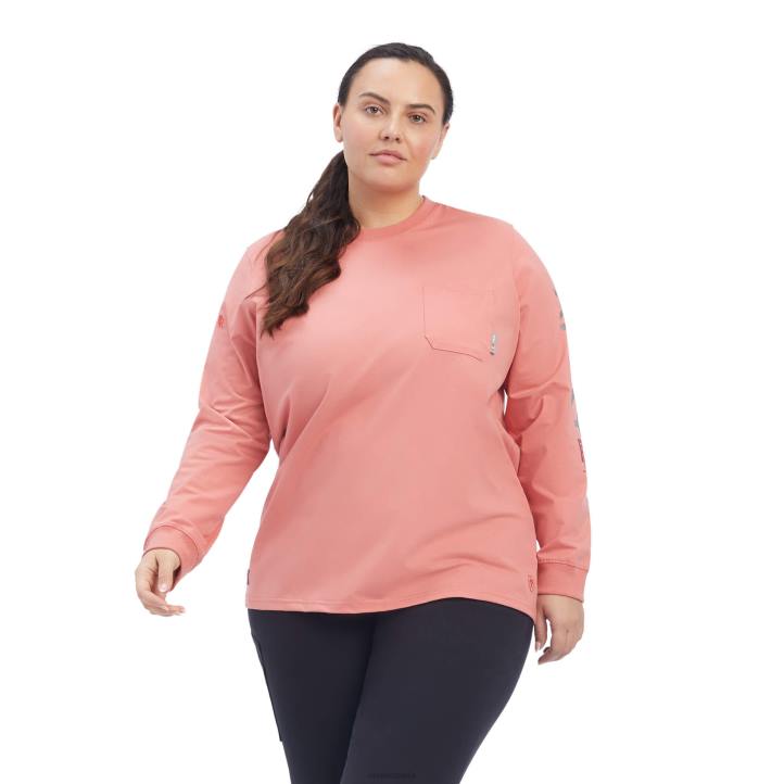 camiseta fr elástica con logo Ariat mujer rosa descolorida tapas 044J3074