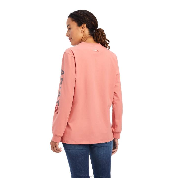 camiseta fr elástica con logo Ariat mujer rosa descolorida tapas 044J3074
