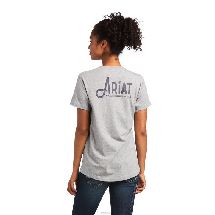 camiseta gráfica de trabajador de barras de refuerzo Ariat mujer cuero gris tapas 044J3121