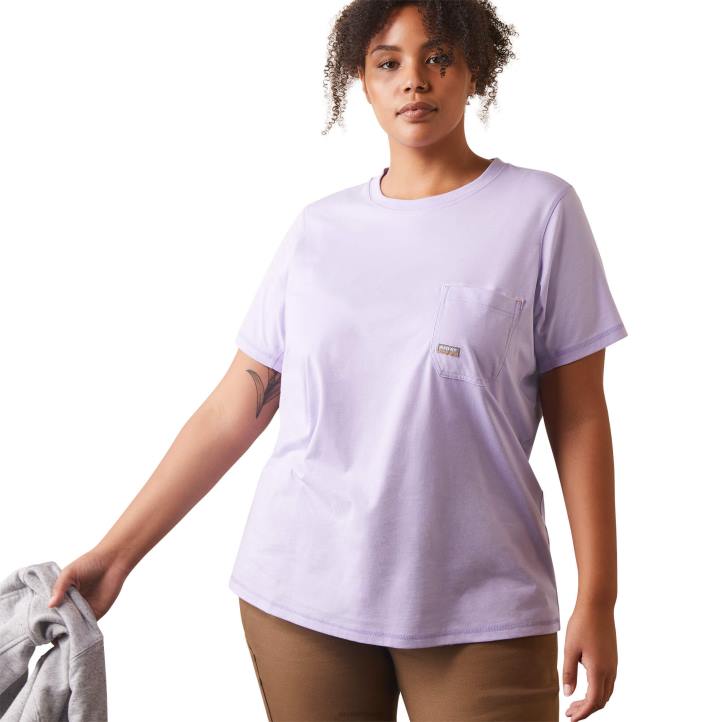 camiseta gráfica de trabajador de barras de refuerzo Ariat mujer lavanda tapas 044J3125