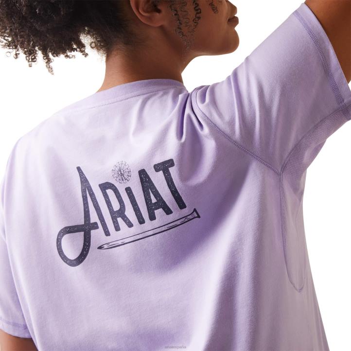 camiseta gráfica de trabajador de barras de refuerzo Ariat mujer lavanda tapas 044J3125