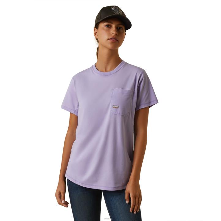 camiseta gráfica de trabajador de barras de refuerzo Ariat mujer lavanda tapas 044J3125
