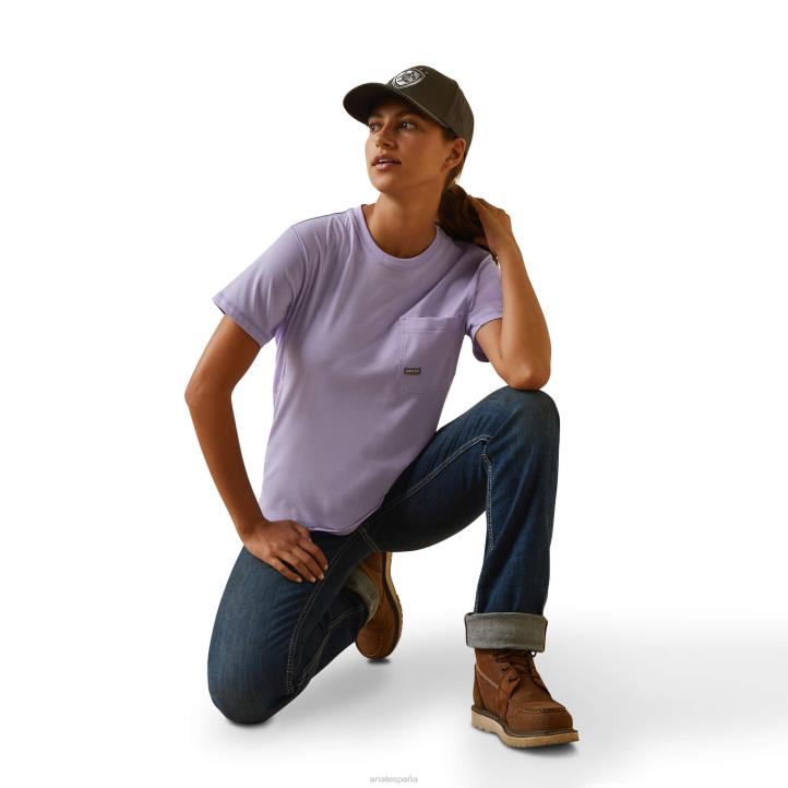 camiseta gráfica de trabajador de barras de refuerzo Ariat mujer lavanda tapas 044J3125