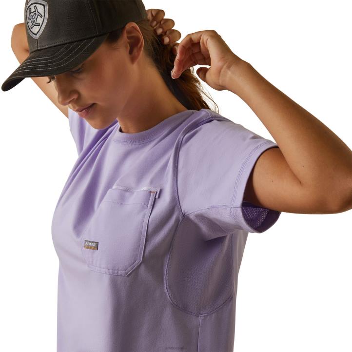 camiseta gráfica de trabajador de barras de refuerzo Ariat mujer lavanda tapas 044J3125