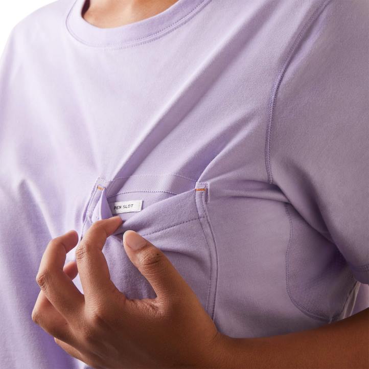 camiseta gráfica de trabajador de barras de refuerzo Ariat mujer lavanda tapas 044J3125