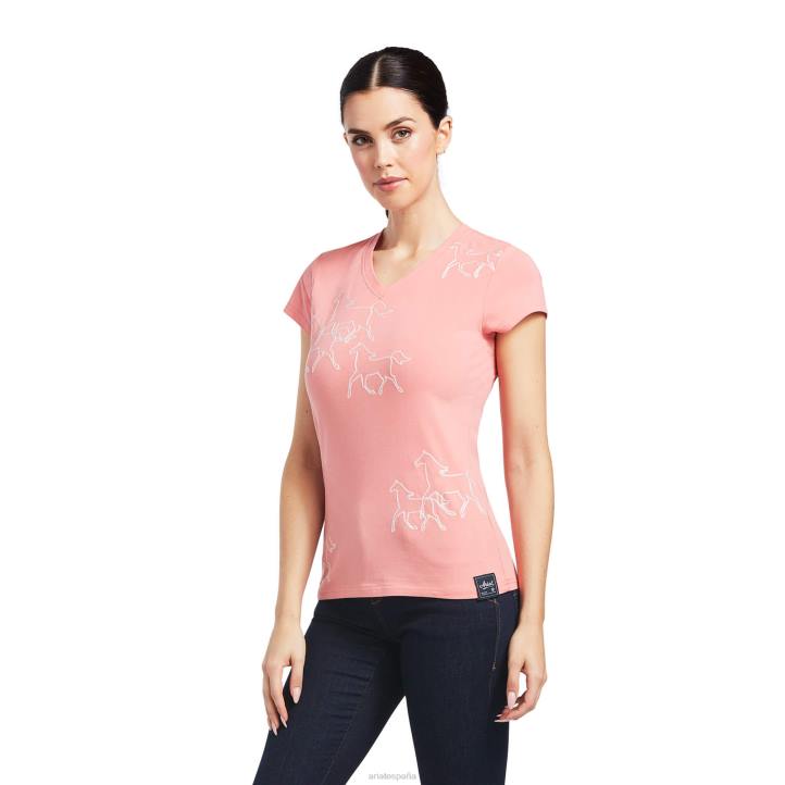 camiseta línea de trote Ariat mujer flor de melocotón tapas 044J3117