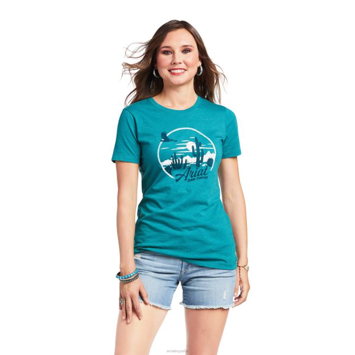 camiseta opuntia ss Ariat mujer brezo verde azulado tapas 044J2788