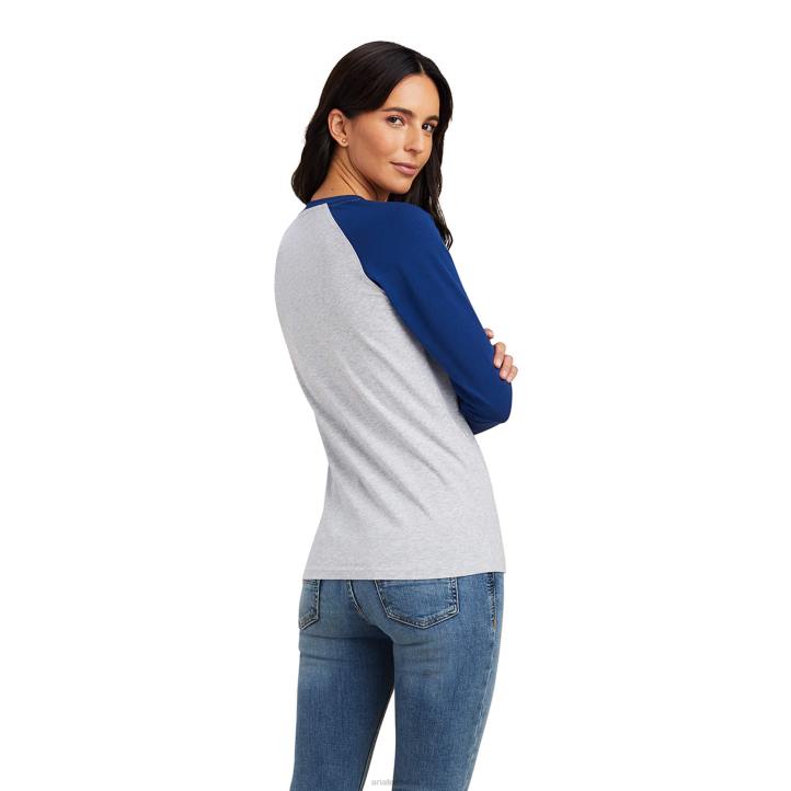 camiseta universitaria Ariat mujer azul estate/gris jaspeado tapas 044J3056