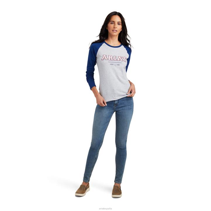 camiseta universitaria Ariat mujer azul estate/gris jaspeado tapas 044J3056