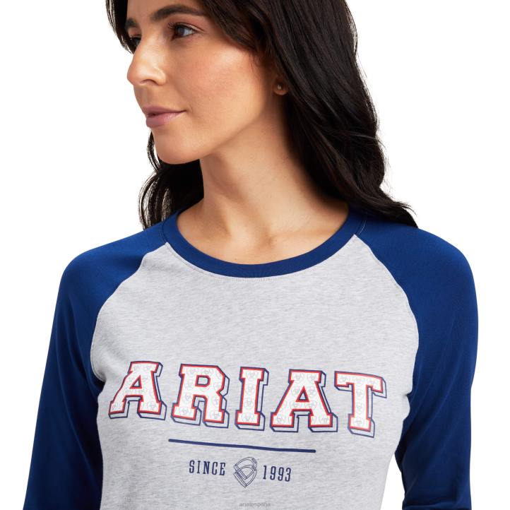camiseta universitaria Ariat mujer azul estate/gris jaspeado tapas 044J3056