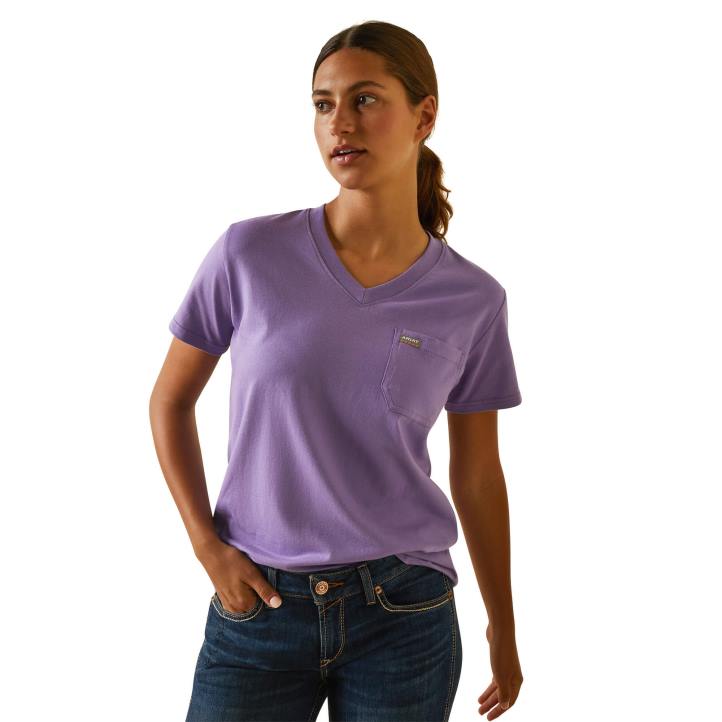 top reforzado de algodón con cuello en V Ariat mujer paisley morado tapas 044J2877
