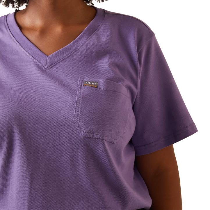 top reforzado de algodón con cuello en V Ariat mujer paisley morado tapas 044J2877