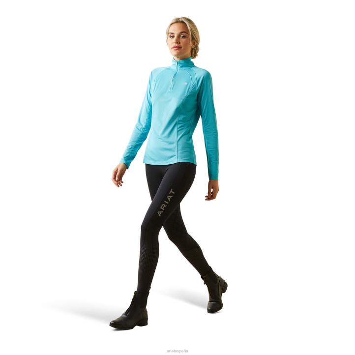 Camiseta interior Sunstopper 2.0 con cremallera de 1/4 Ariat mujer azul maui tapas 044J2825