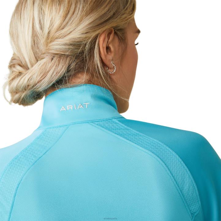 Camiseta interior Sunstopper 2.0 con cremallera de 1/4 Ariat mujer azul maui tapas 044J2825