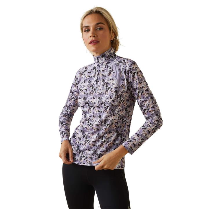Camiseta interior Sunstopper 2.0 con cremallera de 1/4 Ariat mujer camuflaje gris floral tapas 044J3018