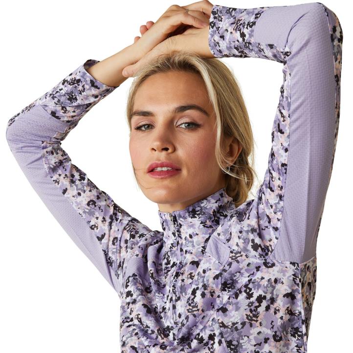 Camiseta interior Sunstopper 2.0 con cremallera de 1/4 Ariat mujer camuflaje gris floral tapas 044J3018