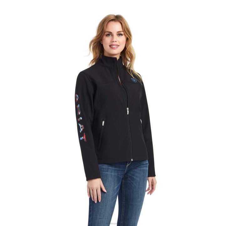 chamarra softshell chimayo con logo del equipo Ariat mujer negro/estampado azul marino nuevo méxico tapas 044J3476