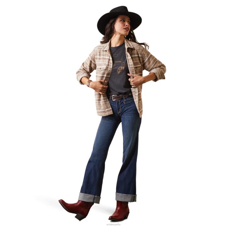 chaqueta de camisa de tarea real Ariat mujer jacquard dakota tapas 044J3521
