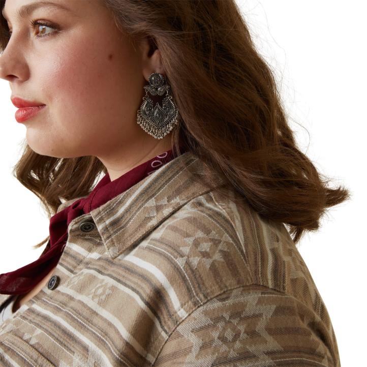 chaqueta de camisa de tarea real Ariat mujer jacquard dakota tapas 044J3521