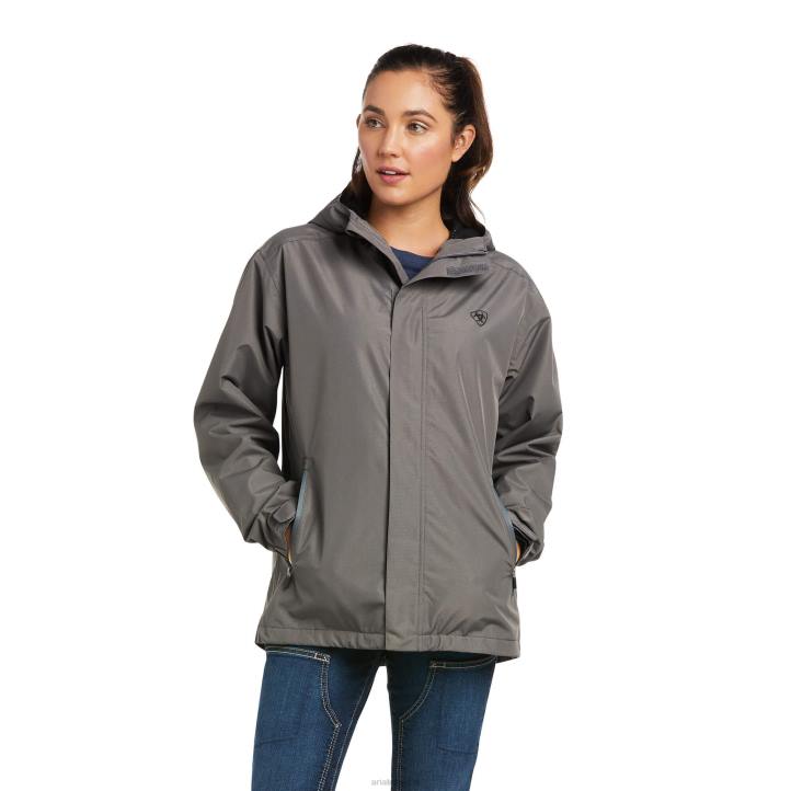 chaqueta impermeable con logo Stormshell Rebar Ariat mujer barra de refuerzo gris/negro tapas 044J3556