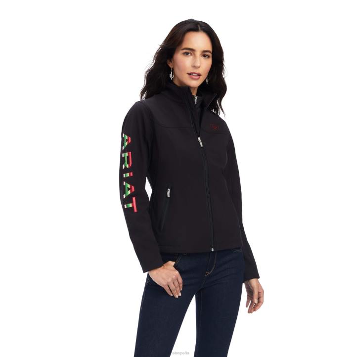 chaqueta softshell del equipo rosas Ariat mujer negro tapas 044J3523