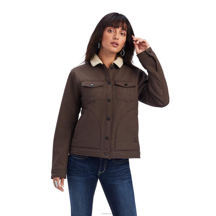 chaqueta softshell estilo camionero Ariat mujer nuez de Brasil en relieve flo labrado tapas 044J3584