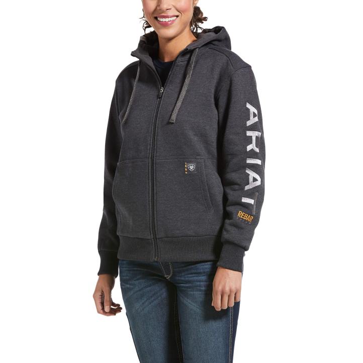 Rebar sudadera con capucha y cremallera completa para todo tipo de clima Ariat mujer brezo de carbón tapas 044J3453
