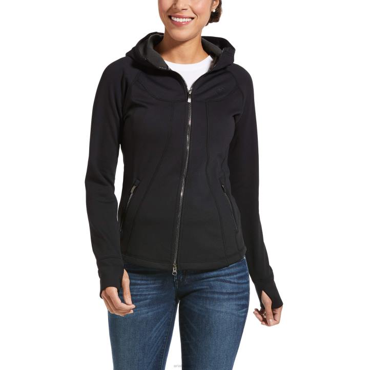 alcanzar sudadera con capucha y cremallera completa Ariat mujer negro tapas 044J3456