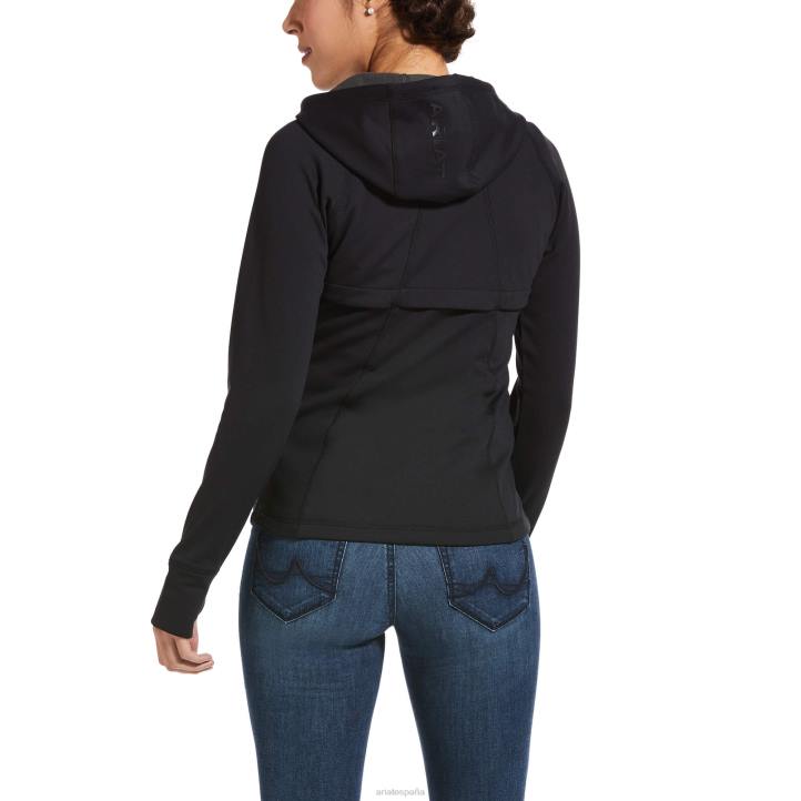 alcanzar sudadera con capucha y cremallera completa Ariat mujer negro tapas 044J3456