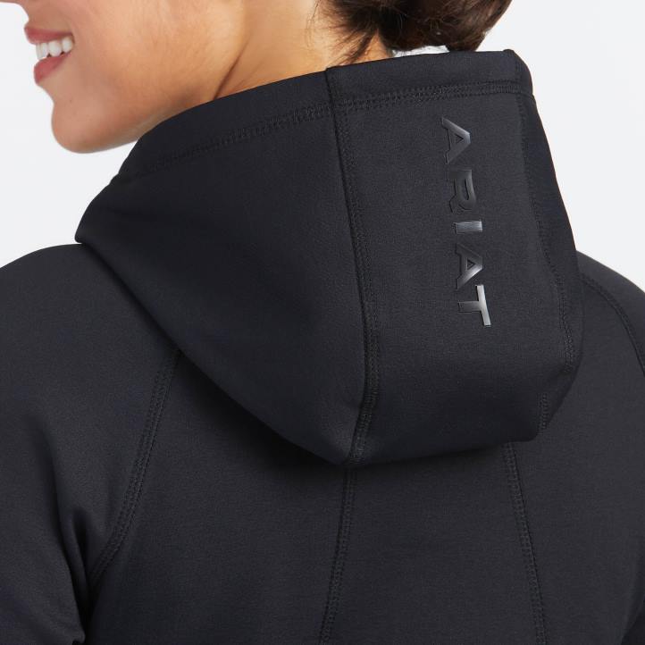 alcanzar sudadera con capucha y cremallera completa Ariat mujer negro tapas 044J3456