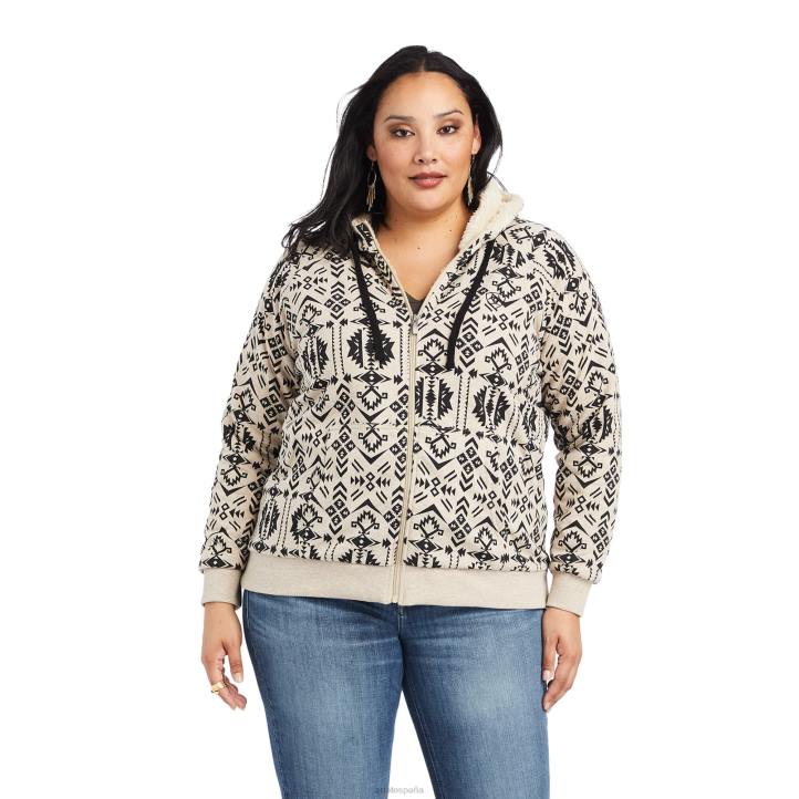 sudadera con capucha y cremallera completa de sherpa auténtico Ariat mujer impresión oaxaca tapas 044J3390