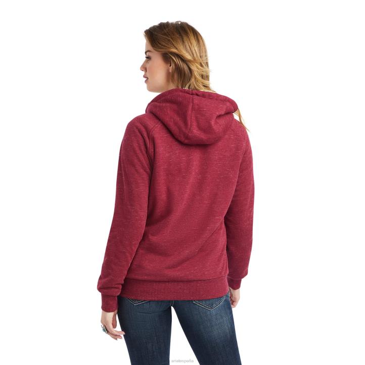 sudadera con capucha y cremallera completa de sherpa auténtico Ariat mujer rojo remolacha tapas 044J3393