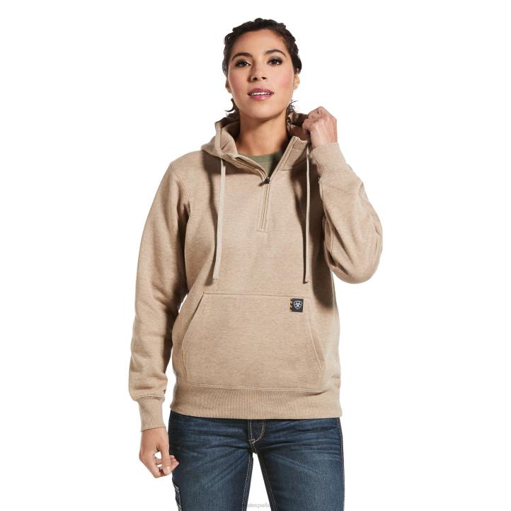 sudadera con capucha y cremallera de 1/2 rebar skills set Ariat mujer brezo de avena oscuro tapas 044J3452