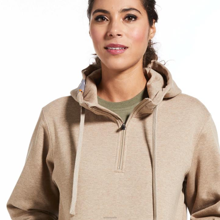sudadera con capucha y cremallera de 1/2 rebar skills set Ariat mujer brezo de avena oscuro tapas 044J3452