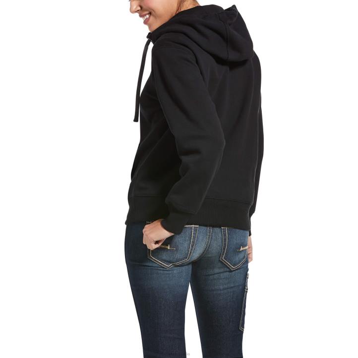 sudadera con capucha y cremallera de 1/2 rebar skills set Ariat mujer negro tapas 044J3451