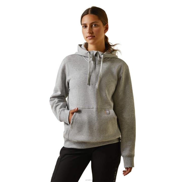 sudadera con capucha y cremallera de 1/2 rebar skills set Ariat mujer tinte espacial gris jaspeado tapas 044J3378