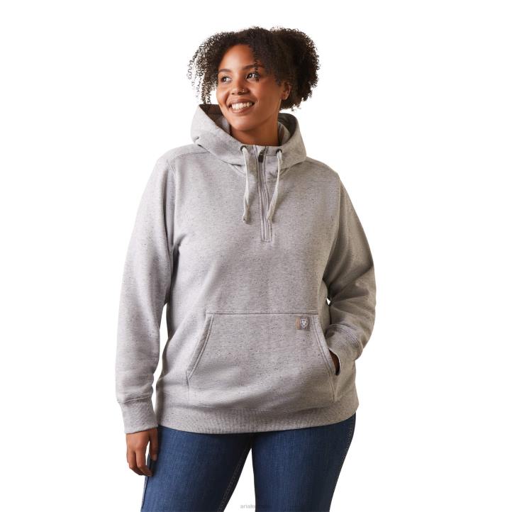 sudadera con capucha y cremallera de 1/2 rebar skills set Ariat mujer tinte espacial gris jaspeado tapas 044J3378