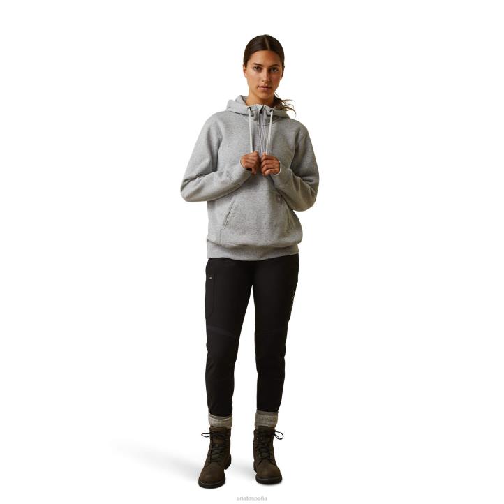 sudadera con capucha y cremallera de 1/2 rebar skills set Ariat mujer tinte espacial gris jaspeado tapas 044J3378
