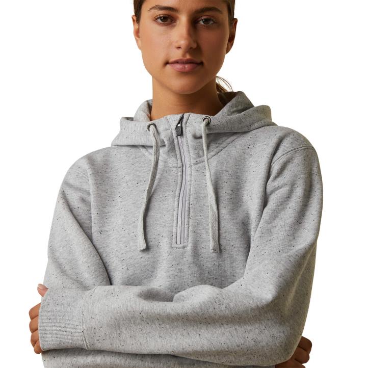 sudadera con capucha y cremallera de 1/2 rebar skills set Ariat mujer tinte espacial gris jaspeado tapas 044J3378