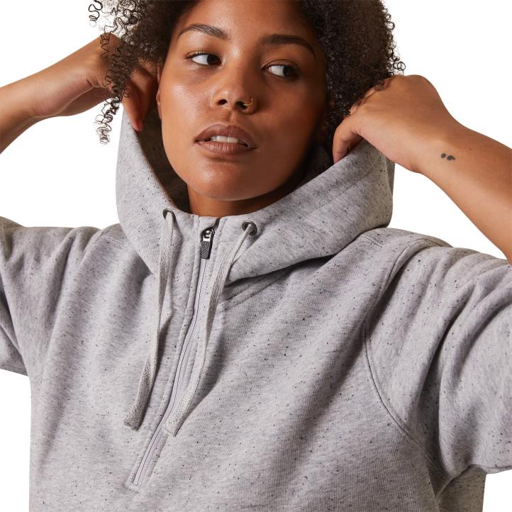 sudadera con capucha y cremallera de 1/2 rebar skills set Ariat mujer tinte espacial gris jaspeado tapas 044J3378