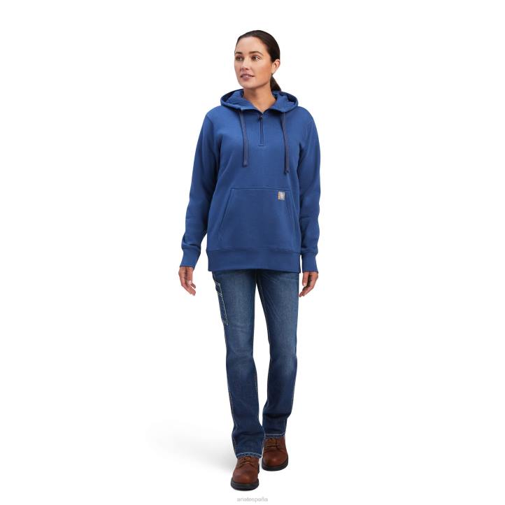 sudadera con capucha y cremallera de 1/2 rebar skills set Ariat mujer verdadera marina tapas 044J3419