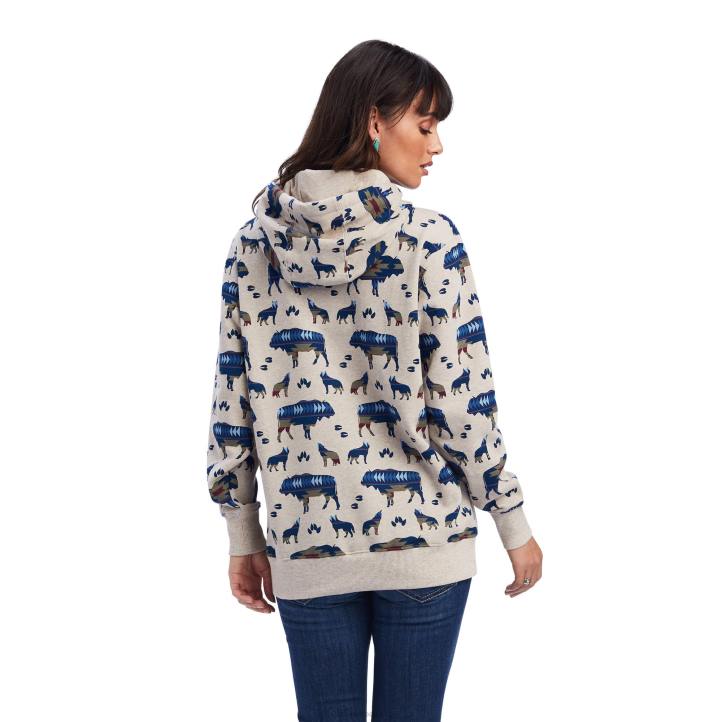 sudadera con capucha y estampado real en toda la prenda Ariat mujer estampado de borde de búfalo tapas 044J3398