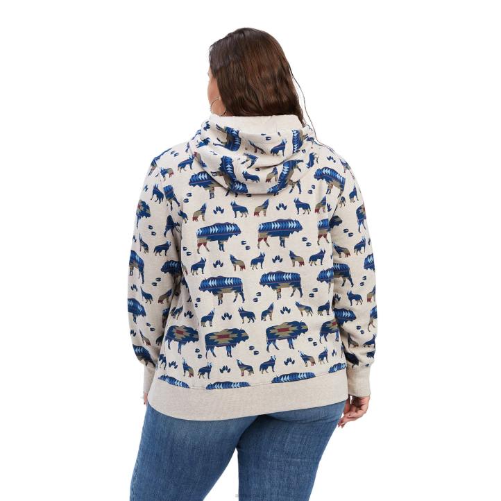 sudadera con capucha y estampado real en toda la prenda Ariat mujer estampado de borde de búfalo tapas 044J3398