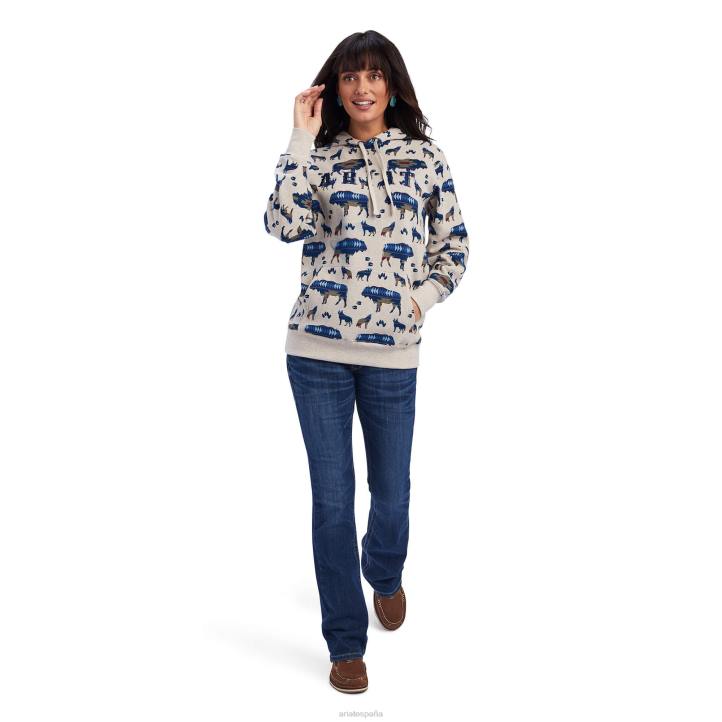 sudadera con capucha y estampado real en toda la prenda Ariat mujer estampado de borde de búfalo tapas 044J3398